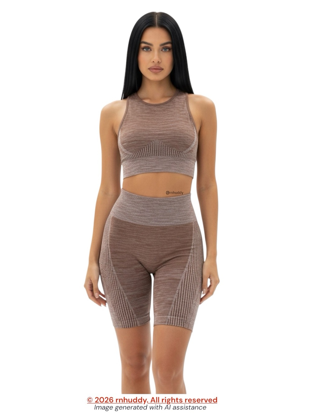 Ryka S brown shades crop top & shorts set